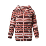 New Large-Size Fashion Casual Casual Women's Loose Geometric Pattern Print Hooded Zip-Down Jacket Woman