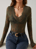 Spring 2025 New Sexy Single-Layer Flower Lace Fan Decoration Bottom Shirt Woman