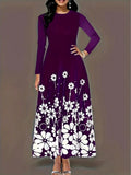 New Fashion Long-Sleeved Print Loose Round Collar Simple Temperament Dress In Autumn 2025