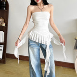 2025 Spring And Summer Women's New Fashion One-Word Shoulder Repair Leud Thrombochrome Bhise Small Vest