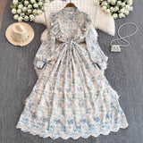 French-Covered Court-Style Long Dress With Heavy Embroidered Lace Dress Elegant
