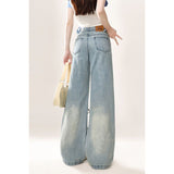 Fat Mm Vintage Love Embroidered Style Jeans Women Big Size Niche Hottie Loose Thin Broad Leg Trousers