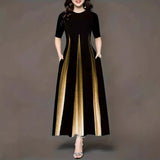 2025Wish New Summer Loose Casual Print Collar Plus-Size Dress Women's Dress