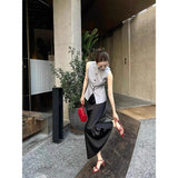 Grey Old Money Wind To Close The Waist Round Vest Women 2025 Summer Design Feeling Slimming Niche Clad Summer