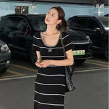2025 New Small Fragrant Wind Hit The Striped Sling Dress Female Summer Slimming Temperament Casual Dress