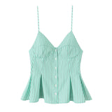 Single-Dran Buckle Swing 2025 Wide Short Female Vest Open Back Sexy Sling Skirt V-Neck Summer
