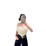 Spring New French Pure-Hearted Unkempt Sling Vest Short Top