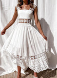 2025 New Fashion Lace Sleeveless Splicing Large Swing Dress Dress