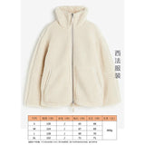 2025 Women's Autumn And Winter Fashion Colliding Splicing Lead Resin Zipper To Keep Warm Imitation Lamb Jacket