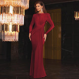 Hot Women's Evening Dress 2025 Summer New Fashion Temperament Dress With A Round-Neck Long-Sleeved Dress