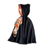2025 Summer Ripe Style Retro Temperament Sleeveless Round Recipient Waist Thin Sleeveless A Word Dress Elegant Dress