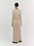 New Women's Fashion Elegant Knitted Dress Sweater Dress Holiday Style Solid Color Bottom Dress