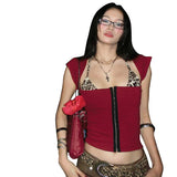 Fashion 2025 Summer New Women's Personalized Hottie Leopard Print Dress Short Two Sets Of Top Women