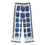 2025 Summer New Women's Loose Casual Printed Shirt Straight Trousers