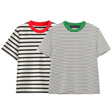 Crash-Colored Round-Neck Striped Print T-Shirt 2025 Spring And Summer Short-Sleeved Leisurely Simple Women's Clothing Top