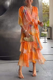 2025 New Women's Printed Layered Dress Dress