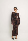 2025 New Women's Fashion Elegant Round-Collar Knitted Long Dress Leopard Dress Dress Dress