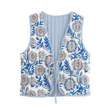 New Literary Retro Wearing Waist Vest Vest Printed Tie Cotton Vest