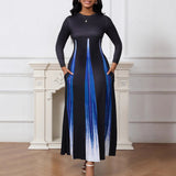 2025 Explosion A-Shaped Dress Spring And Autumn Round Temperament Famous And Printed Gradient Dress