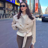 Fashion Tie With Long-Sleeved Wind Coat Jacket 2025 New Products In The Spring And Autumn