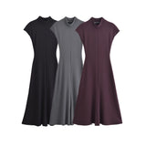 Comfort Soft Sleeveless Hanging Shoulder A Word Fan Flute Dress 2025 Spring Collar Body Medium Long Dress Women's Dress
