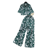 Salt-Lineed Light Style Suit Women's Fashion With Loose Short Print Shirt + High Waist Display Thin Leg Slacks