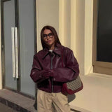 New Autumn And Winter Retro New Retro Collar Zipper Locomotive Leather Jacket Jacket Woman