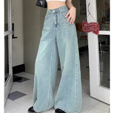 Vintage Wide-Legged Jeans Women Spring And Autumn New High-Waisted Loose Thin Trumpet Trousers