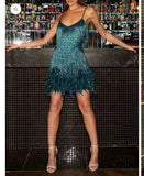 Fashion Lysing Shiny Birthday Party Feather Splicing Dress Dress Dress
