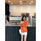 Autumn Thin Wears Slimy Shoulder T-Shirt Top High Waist Straight Bag Hip Skirt Two Sets