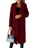 Women's Spring 2025 Coat Hair, Coat Solid Long Sleeve Double Buckle Bag Temperament Elegant
