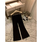 Black Tight Waist Broad Legs Loose Leisure Pants Women Autumn And Winter Plus Thick Hanging Slackening Trousers