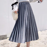 Velvet Hundred Folded Skirt Female Students 2025 Spring And Autumn New Korean Version Of High-Rise Half-Dress Mid-Long Long Skirts Appear High