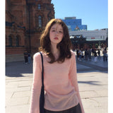 Gentle Wind Pure Desire To Cultivate Long-Sleeved Top Soft Pink Knitted Shirt Women 2025 Early Autumn New