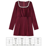 Women's Clothing 2025 Winter New Square Neck Nail Beads To Collect Short A-Shaped Dress