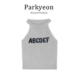 Spice Girl Grey Letters Hanging Neck Suspension Vests Loose Sun T-Shirt Packed Three-Piece Dress