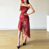 Spring 2025 New Women's New Chinese Style Irregular Sling Boobs Open Year-War Robe Dress