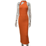 2025 New Summer Sexy Seaside Holiday Solid-Colored Shoulder Bag Hips Long Dress Woman