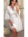 New Lace Dress In Spring 2025 V-Neck Lace Sleeve Dress