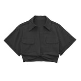 Summer 2025 Color Elastic New Women's Knot Short Shirt Linen Blend