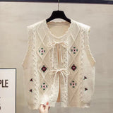 2025 Spring Autumn New Wearing Horse Clip Outside The Folding Sweater Shoulder Tide Cardigan Knitting Vest Woman