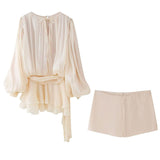 Women's Clothing 2025 New Fashion Waist Irregular Pendulum Dress Shorts Set