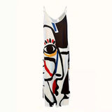 New Summer Cool Sling Skirt Abstract Face Style Digital Print Style Street Dress Woman