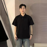 Fashion Short-Sleeved Men Polo Shirt Handsome Summer Hip Men's Shoulder Shirt Collar T-Shirt Niche Cotton Five-Sleeve