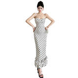 2025 Summer Women's New French Sexy Wave Point Sling Temperament High-End Waist Repair Dress