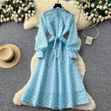 Elegant Retro Print Heavy Lifting Nail Bead Dress Set Two-Piece Top Plus Long Dress