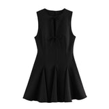 Women's Clothing 2025 Spring New Women's Wide Swing Bow Dress