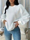 New Wish Autumn And Winter Burst Round Neck Solid Color Fashion Long-Sleeved Lady's Clothing