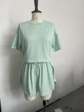 2025 Spring And Summer Knitted Striped Pajamas Loose Short-Sleeved Shorts Set Fashion Outside Wearing Home Clothes Women