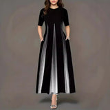 2025Wish New Summer Loose Casual Print Collar Plus-Size Dress Women's Dress